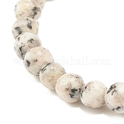 Natural Sesame Jasper/Kiwi Jasper Round Beaded Stretch Bracelet&nbsp;BJEW-JB07873-01