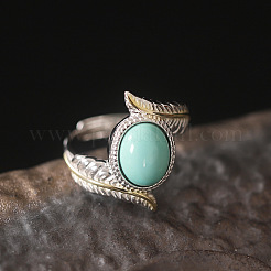 Oval Synthetic Turquoise Finger Rings&nbsp;FS-WGBAF9A-01
