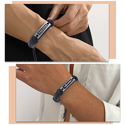 2Pcs 2 Styles Alloy Rectangle with Cross & Word Faith Link Bracelet&nbsp;BJEW-CL0001-23