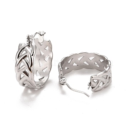 Non-Tarnish Braided 304 Stainless Steel Hoop Earrings for Women&nbsp;STAS-A057-17P