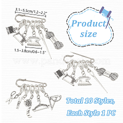 10Pcs 10 Styles Tibetan Style Alloy Pendant Stitch Markers&nbsp;HJEW-PH01905