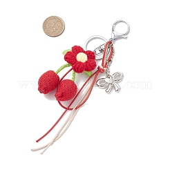 4Pcs Handmade Crochet Cotton Flower Keychains&nbsp;KEYC-JKC01403