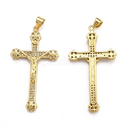 Brass Micro Pave Clear Cubic Zirconia Pendants&nbsp;ZIRC-J025-43G