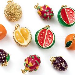 10Pcs 5 Style Fruit Theme Brass Enamel Pendants&nbsp;KK-LS0001-32