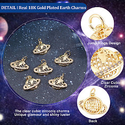 10Pcs Brass Micro Pave Clear Cubic Zirconia Charms&nbsp;KK-BBC0003-18