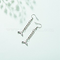 Tarnish Resistant Curb Chains with Charm Long Dangle Earrings&nbsp;EJEW-JE04963