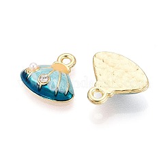 Rack Plating Alloy Rhinestone Enamel Charms&nbsp;ENAM-N065-01KCG
