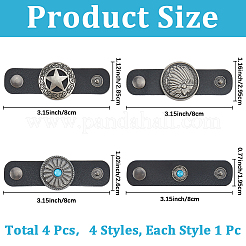 4Pcs 4 Styles PU Leather with Alloy Scarf Clips&nbsp;FIND-CL0001-78C