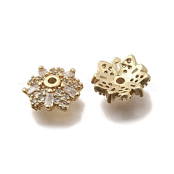 Brass Micro Pave Clear Cubic Zirconia Bead Caps&nbsp;KK-Z126-18G