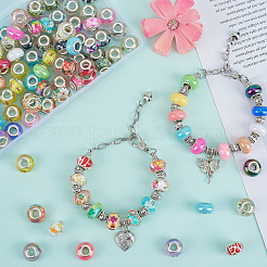 120Pcs 9 Styles Resin European Rondelle Beads&nbsp;RPDL-SP0001-05