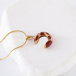 3Pcs Stainless Steel Dark Red Enamel C-Shaped Pendant Necklaces for Women&nbsp;KS7692