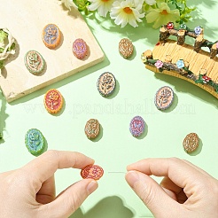 12Pcs 2 Styles Painted Glass Beads&nbsp;GL-YW9D8D-01