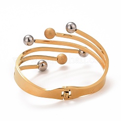 201 Stainless Steel Balls Open Cuff Bangle&nbsp;BJEW-G648-01G