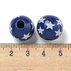 Printed Wood European Beads&nbsp;WOOD-G022-03B