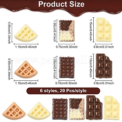 120Pcs 6 Styles Luminous Resin Imitation Chocolate Decoden Cabochons&nbsp;RESI-YW0004-72
