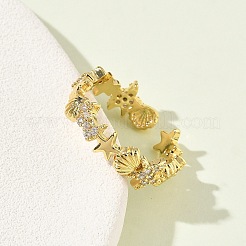 304 Stainless Steel Cubic Zirconia Cuff Open Rings for Women&nbsp;LS-RJEW-Z122-02G-03