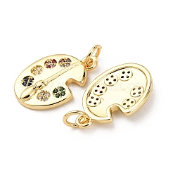 Brass Micro Pave Cubic Zirconia Pendants&nbsp;KK-K408-18G
