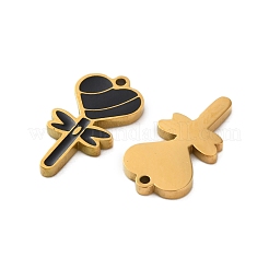 Ion Plating(IP) 304 Stainless Steel Black Enamel Pendants&nbsp;STAS-M102-58G