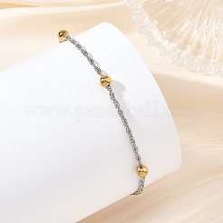 Duo Tone 304 Stainless Steel Round Ball Rope Chain Bracelets&nbsp;BJEW-JB14366