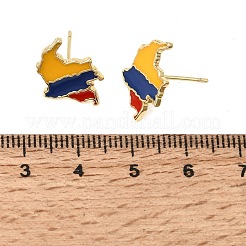 Brass Enamel Stud Earrings&nbsp;KK-CBA04DC-01G