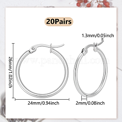 20 Pairs 304 Stainless Steel Hoop Earrings&nbsp;EJEW-UN0003-07