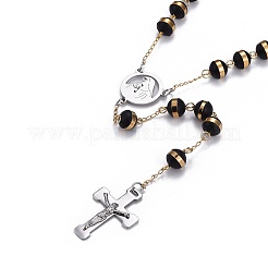 304 Stainless Steel Rosary Bead Necklaces for Easter&nbsp;NJEW-L159-03GP