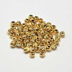 Rack Plating Brass Corrugated Round Spacer Beads&nbsp;KK-I600-4mm-G-RS