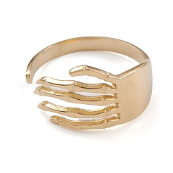 Ion Plating(IP) 304 Stainless Steel Skull Open Cuff Rings for Women&nbsp;RJEW-G285-70G