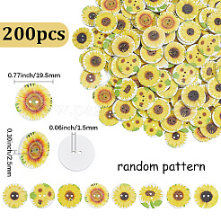 200Pcs 2-Hole Printed Wooden Buttons&nbsp;BUTT-SP0001-22