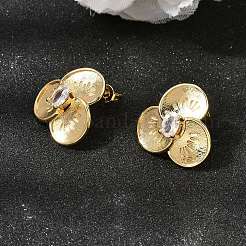 Brass Clear Cubic Zirconia Stud Earrings for Women&nbsp;EJEW-A162-03G