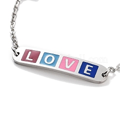 201 Stainless Steel Cross & Rectangle with Word Love Link Bracelets&nbsp;BJEW-B090-01B-07
