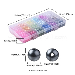 540Pcs 18 Style Spray Painted ABS Plastic Imitation Pearl Beads&nbsp;OACR-YW0001-35B