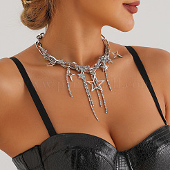 Alloy Crystal Rhinestone Star Tassel Choker Necklaces for Women&nbsp;WG75C76-01