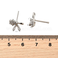 Brass Micro Pave Clear Cubic Zirconia Stud Earrings&nbsp;EJEW-M103-12P