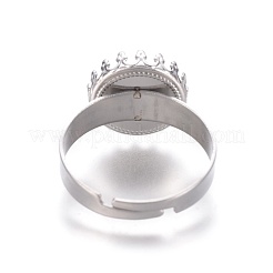Non-Tarnish Adjustable 304 Stainless Steel Finger Rings Components&nbsp;X-STAS-E474-50