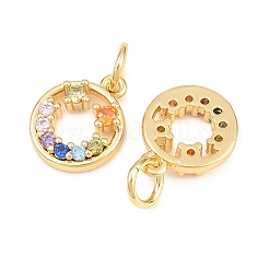 Brass Micro Pave Colorful Cubic Zirconia Charms&nbsp;KK-P353-07G