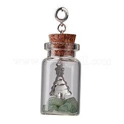 Natural Green Aventurine Beaded Wishing Bottle European Dangle Large Hole Pendants&nbsp;PALLOY-JF00157-02