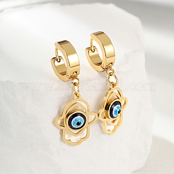 Stylish 201 Stainless Steel Palm Evil Eye Hoop Earrings&nbsp;TY1831