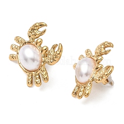 304 Stainless Steel ABS Imitation Pearl Crab Stud Earrings&nbsp;EJEW-K268-59G