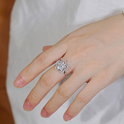 Brass Micro Pave Clear Cubic Zirconia Finger Rings for Women&nbsp;WGAE82A-01