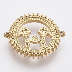 Brass Micro Pave Cubic Zirconia Links&nbsp;ZIRC-F084-33A-G