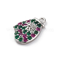 Christmas Series Brass Micro Pave Cubic Zirconia Pendants&nbsp;KK-Q010-01P-03B