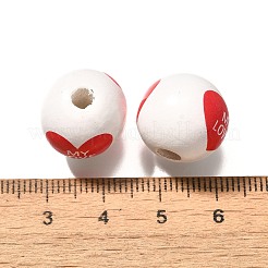 Valentine's Day Element Printed Wood Beads&nbsp;WOOD-R002-01-35