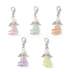 Flower Angel ABS Plastic Imitation Pearl & Acrylic Pendants Decorations&nbsp;HJEW-JM03615
