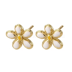 Brass Flower Stud Earrings&nbsp;EJEW-H165-04G-01
