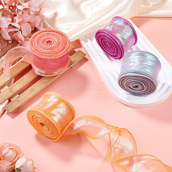 4 Rolls 4 Colors Polyester Iridescent Ribbon&nbsp;OCOR-TA0004-10