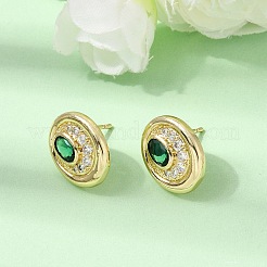 Brass Micro Pave Cubic Zirconia Stud Earrings&nbsp;EJEW-G471-13G-03