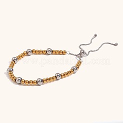 Two Tone 304 Stainless Steel Round Beaded Bracelets for Women&nbsp;NS2448