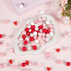 150Pcs 6 Styles Round & Heart Silicone Beads&nbsp;SIL-PA0001-37