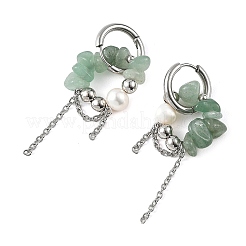 4 Pairs 4 Styles Natural Amethyst & Aquamarine & Green Aventurine & Eagle Eye Stone Chips Drop Earrings&nbsp;EJEW-TA00817